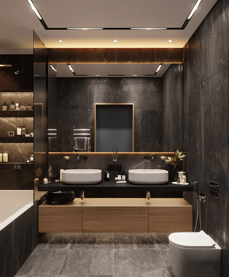 Black bathroom cabinet UV Lacquer with particle board-GB-011 01