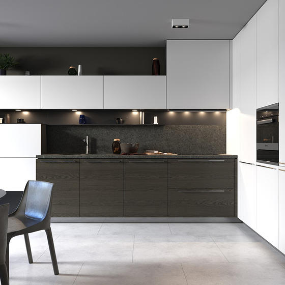 Melamine white black kitchen cabinets 001