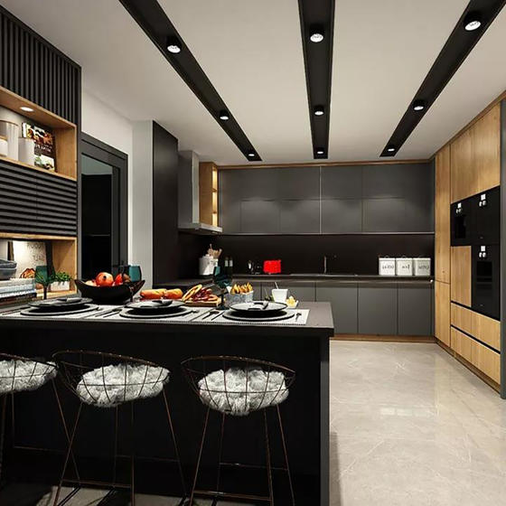 Modern black and brown kitchen 001