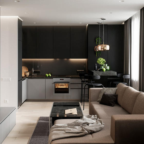 Modern black kitchen 002