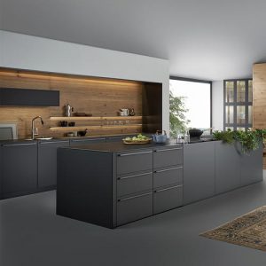 modern black kitchen cabinets UV Lacquer with particle board-GK-031