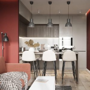 Modern brown and grey kitchen 003