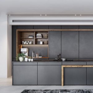 Modern Dark Kitchen UV Lacquer with Particle Board-GK-063