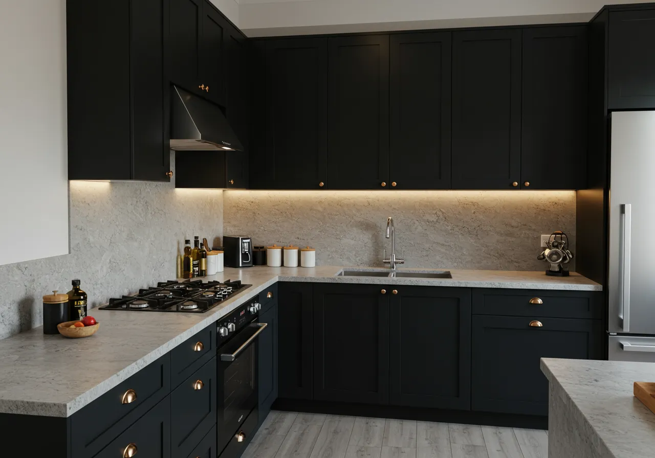 Black kitchen cabinets