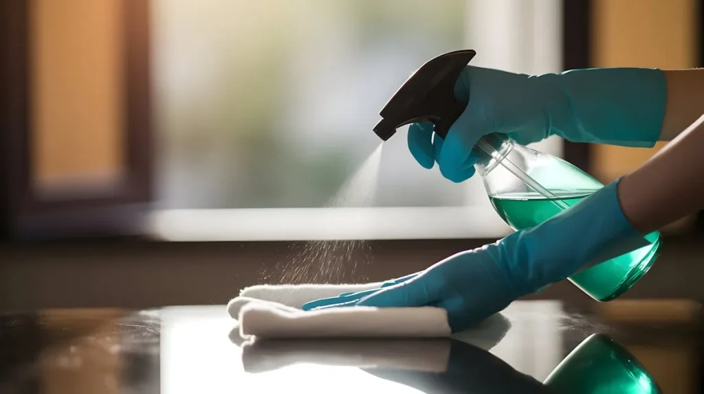 cleaning kitchen cabinet