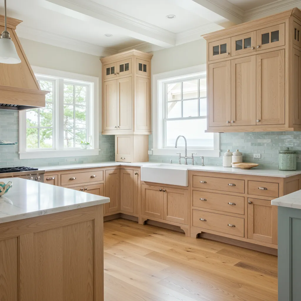 coastal-inspired kitchen cabinet white oak