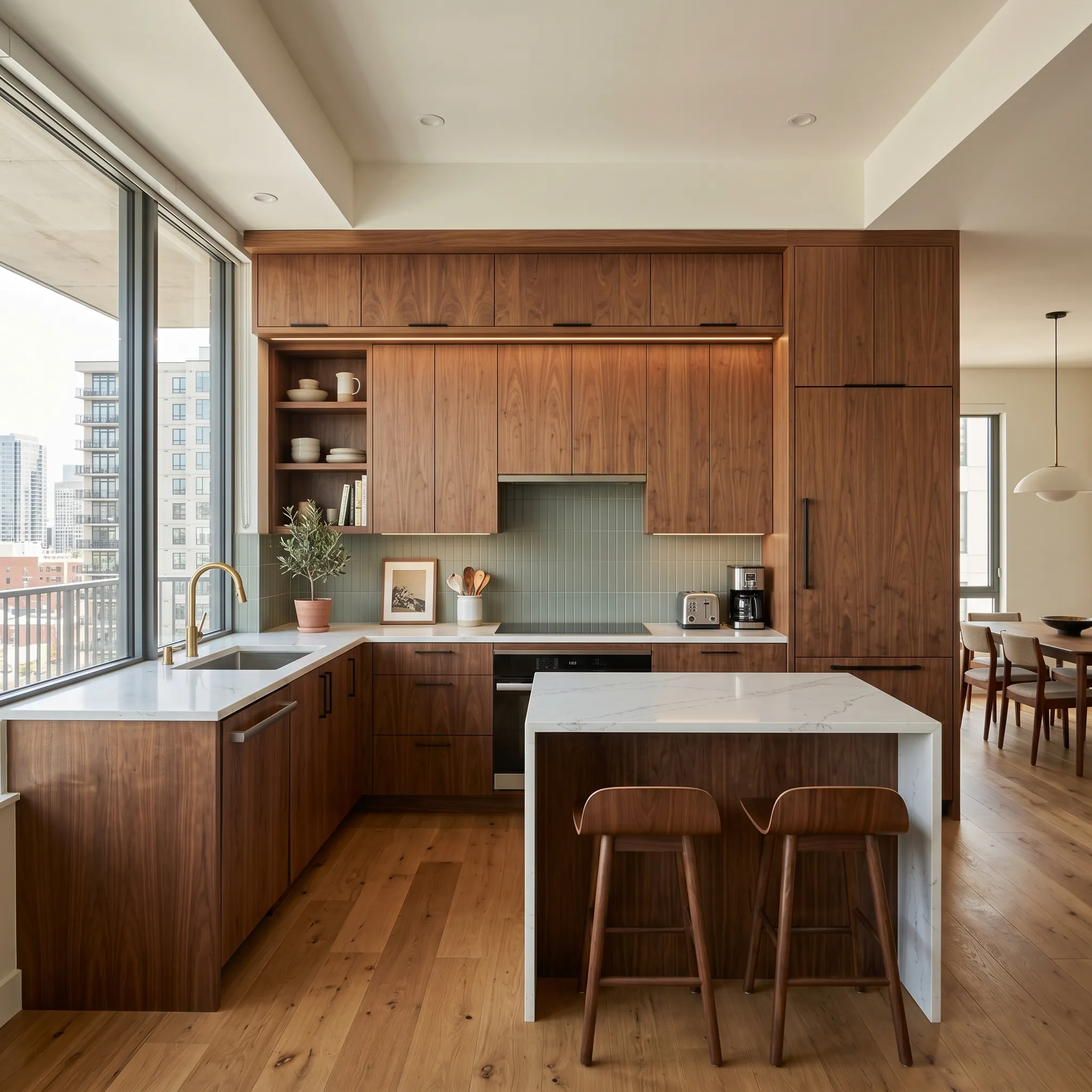 Custom Built-In Wood Kitchen Cabinet
