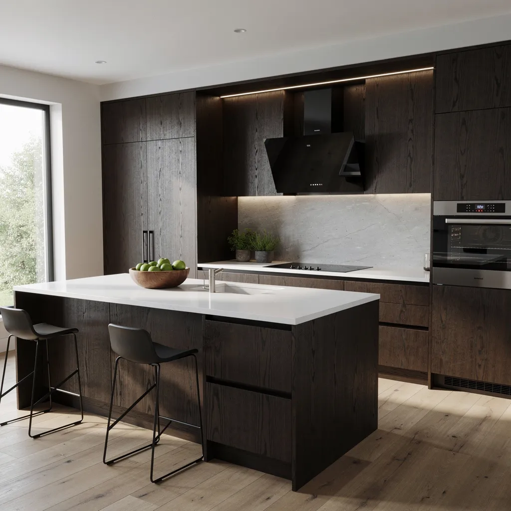 dark oak kitchen cabinets​