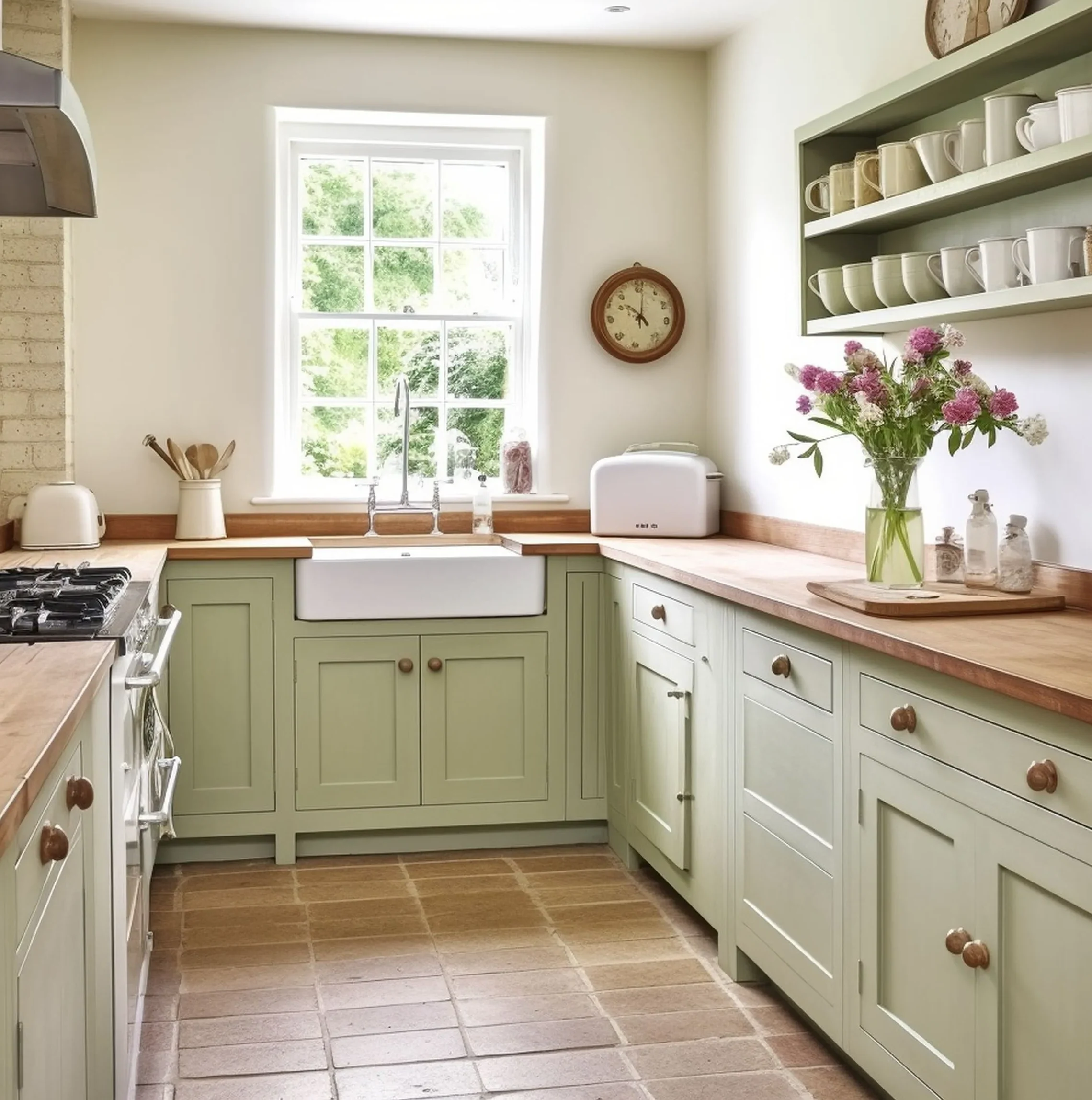 Farmhouse Sage Green Kitchen Cabinets George