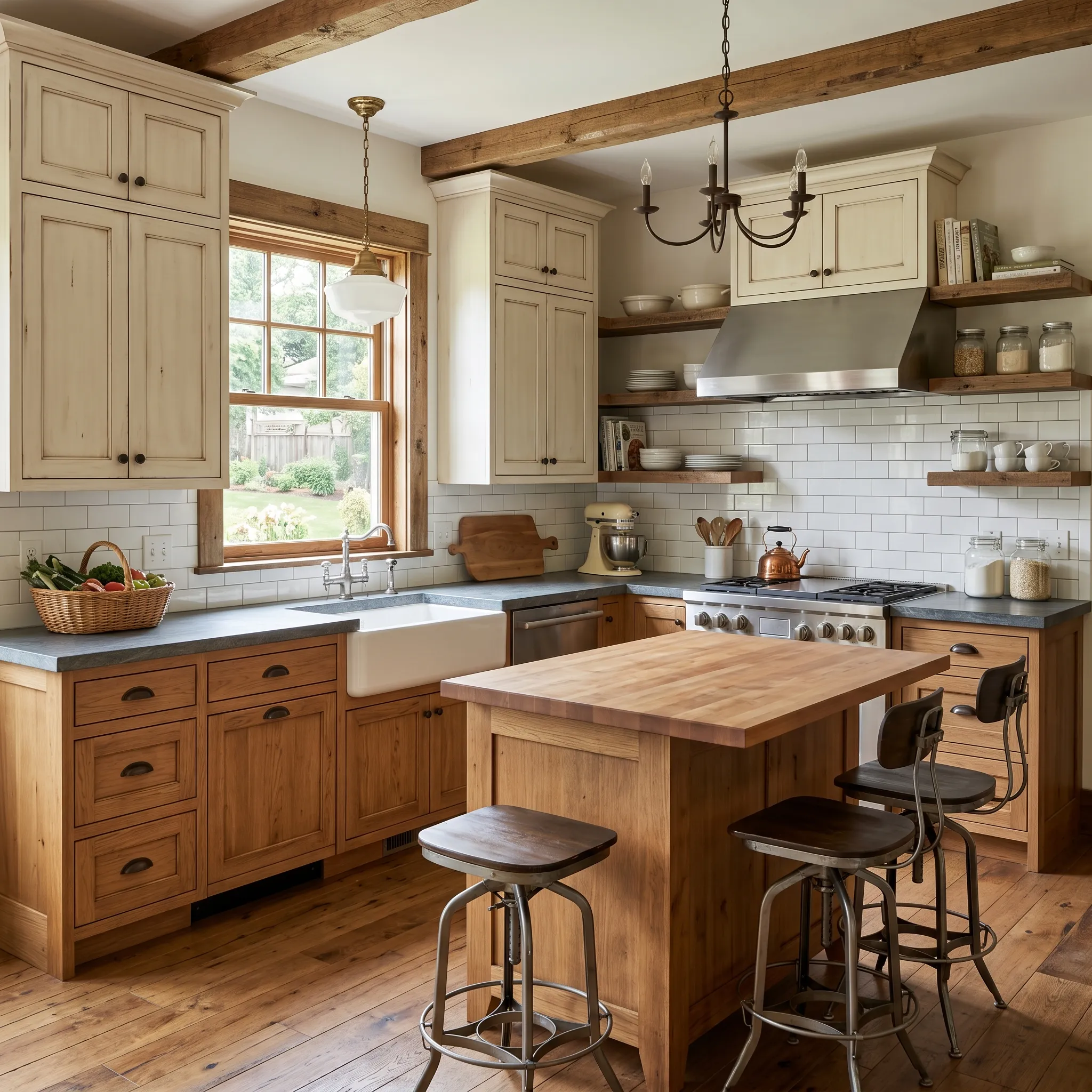 Farmhouse Style Wood Kitchen Cabinet