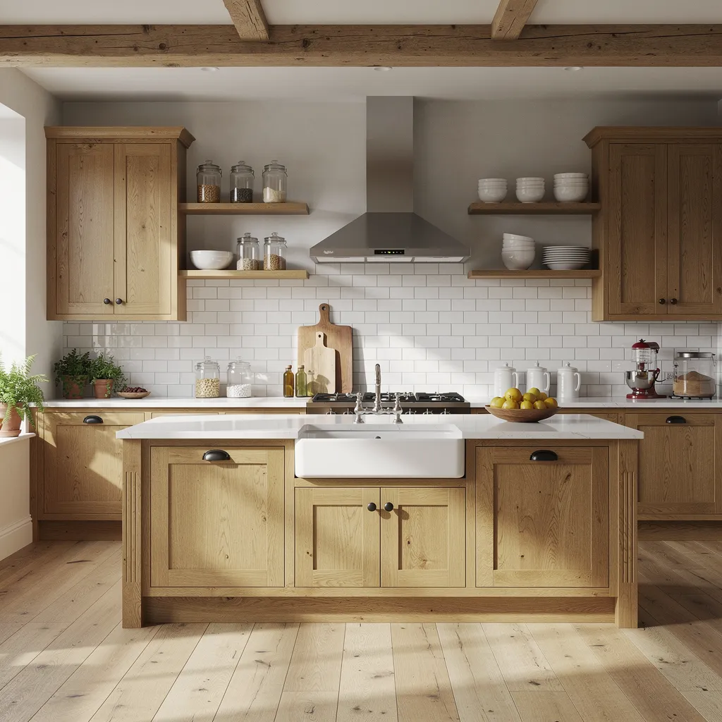 farmhouse white oak kitchen cabinets​