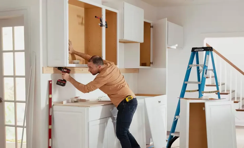 intall wall bridge cabinet in kitchen