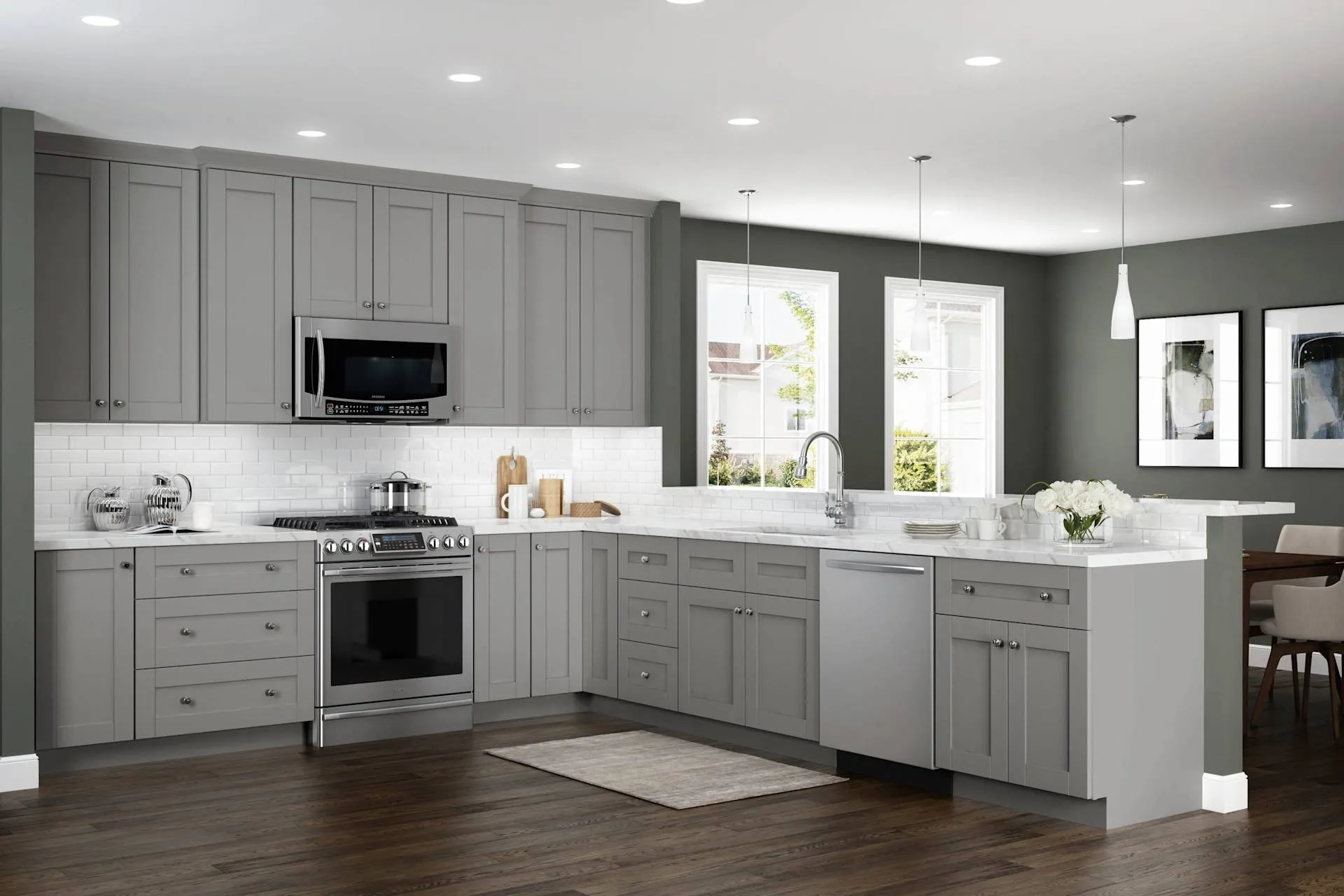 modern grey kitchen cabinets​