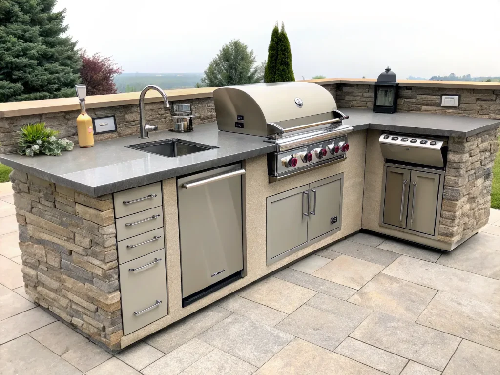 modern stone outdoor kitchen cabinet