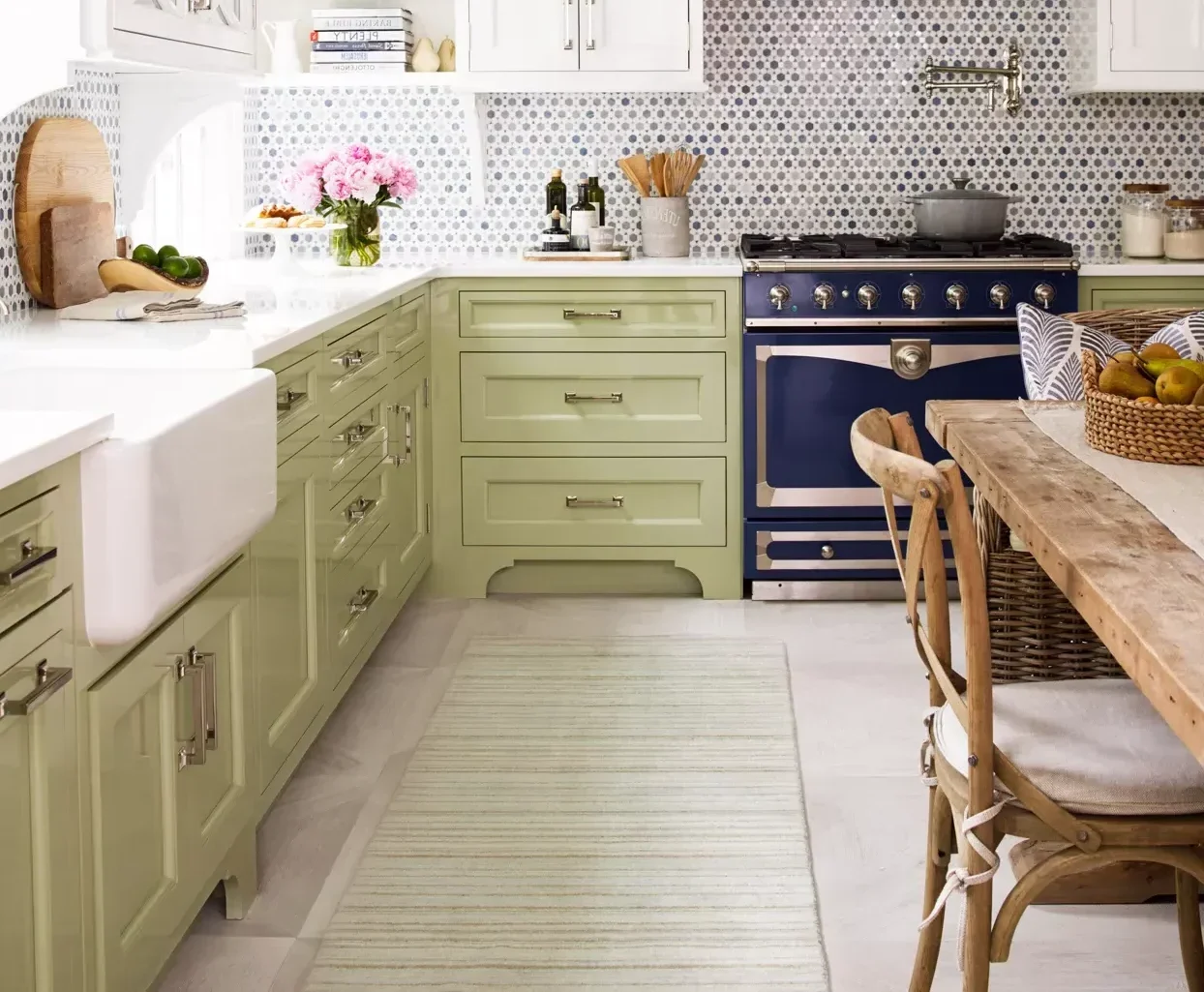 Rustic Sage Green Kitchen Cabinets