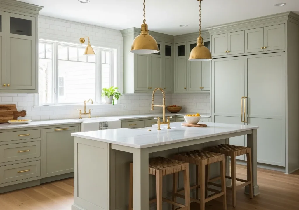 Sage green kitchen cabinets