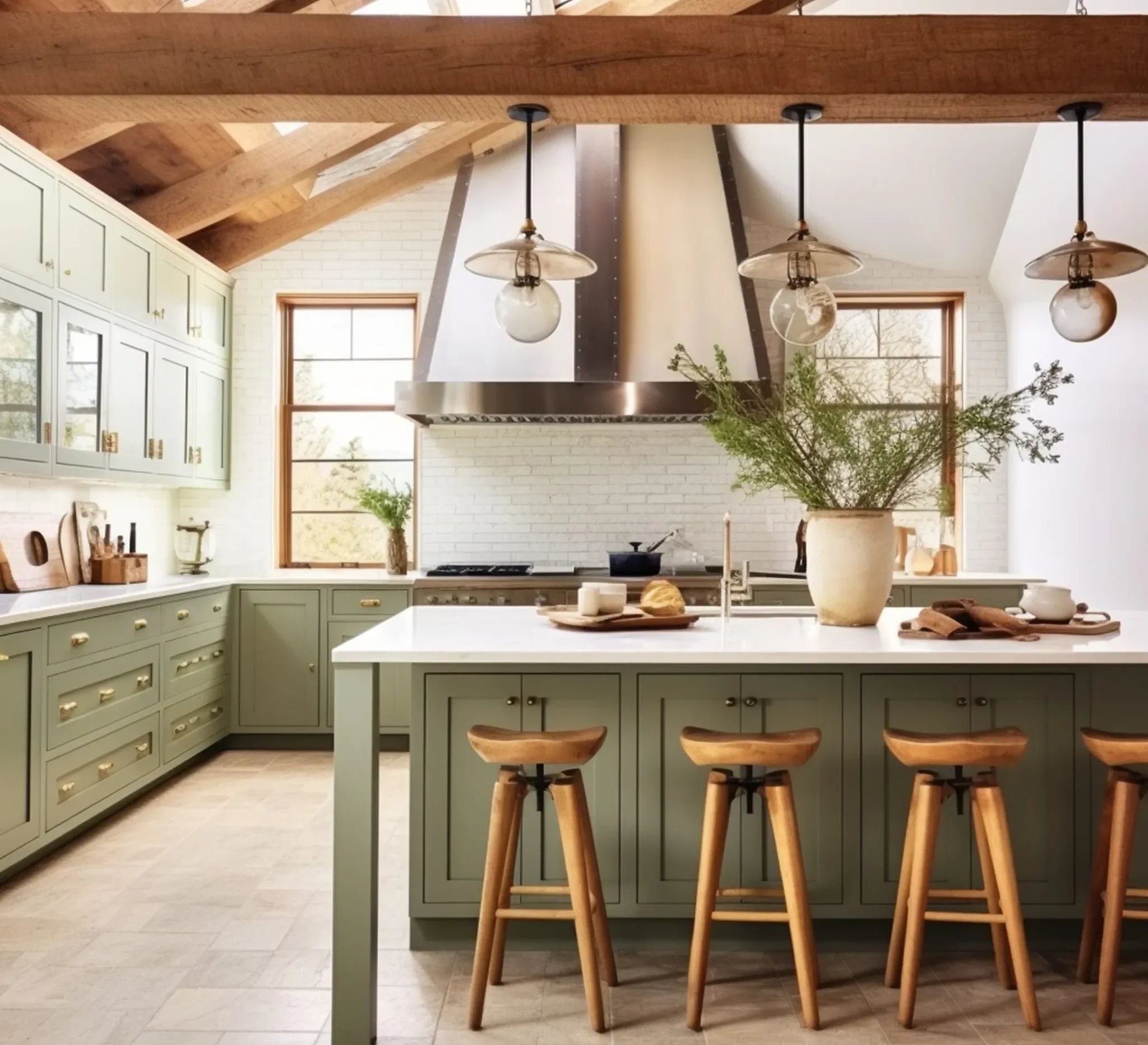 Sage Green Shaker Kitchen Cabinets