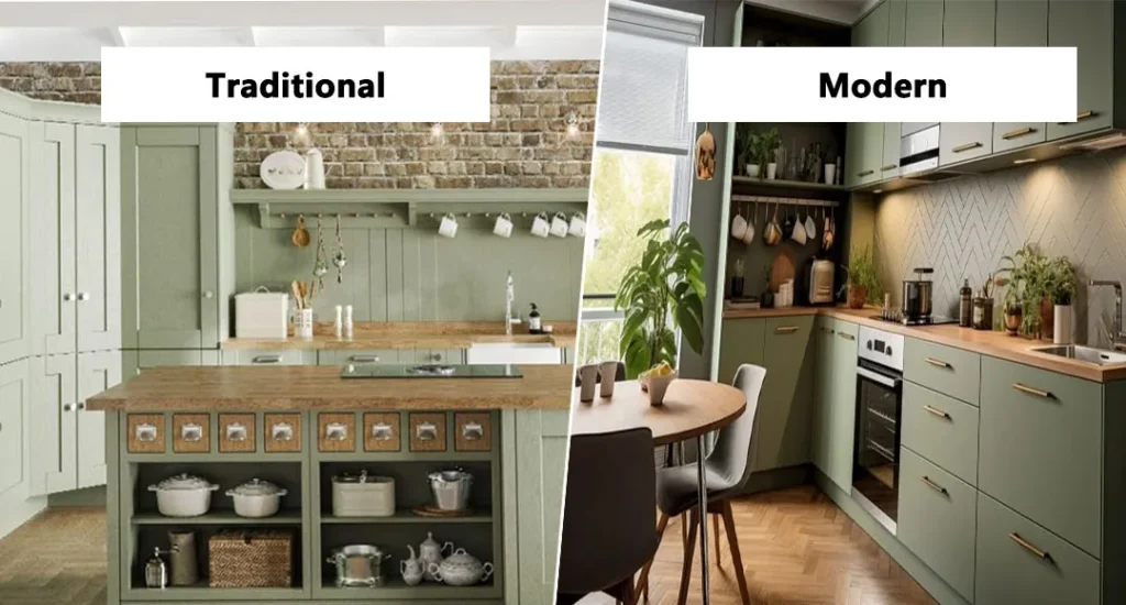 Tradition Sage green kitchen and Modern Sage Green Kitchen