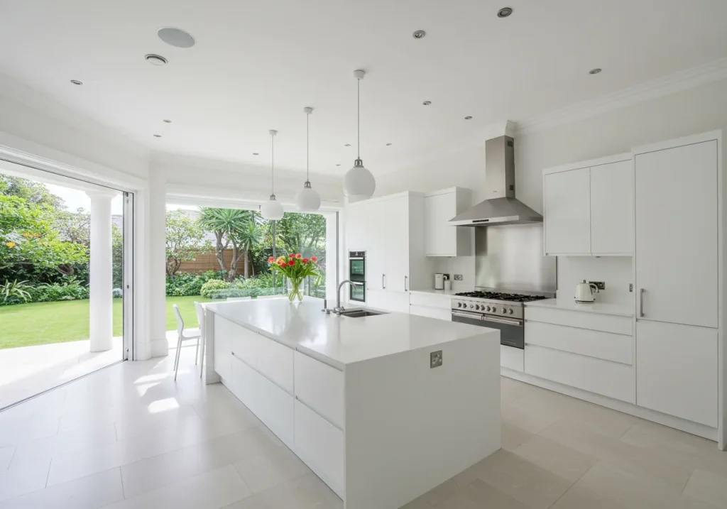White Kitchen cabinet In Luxury Villa