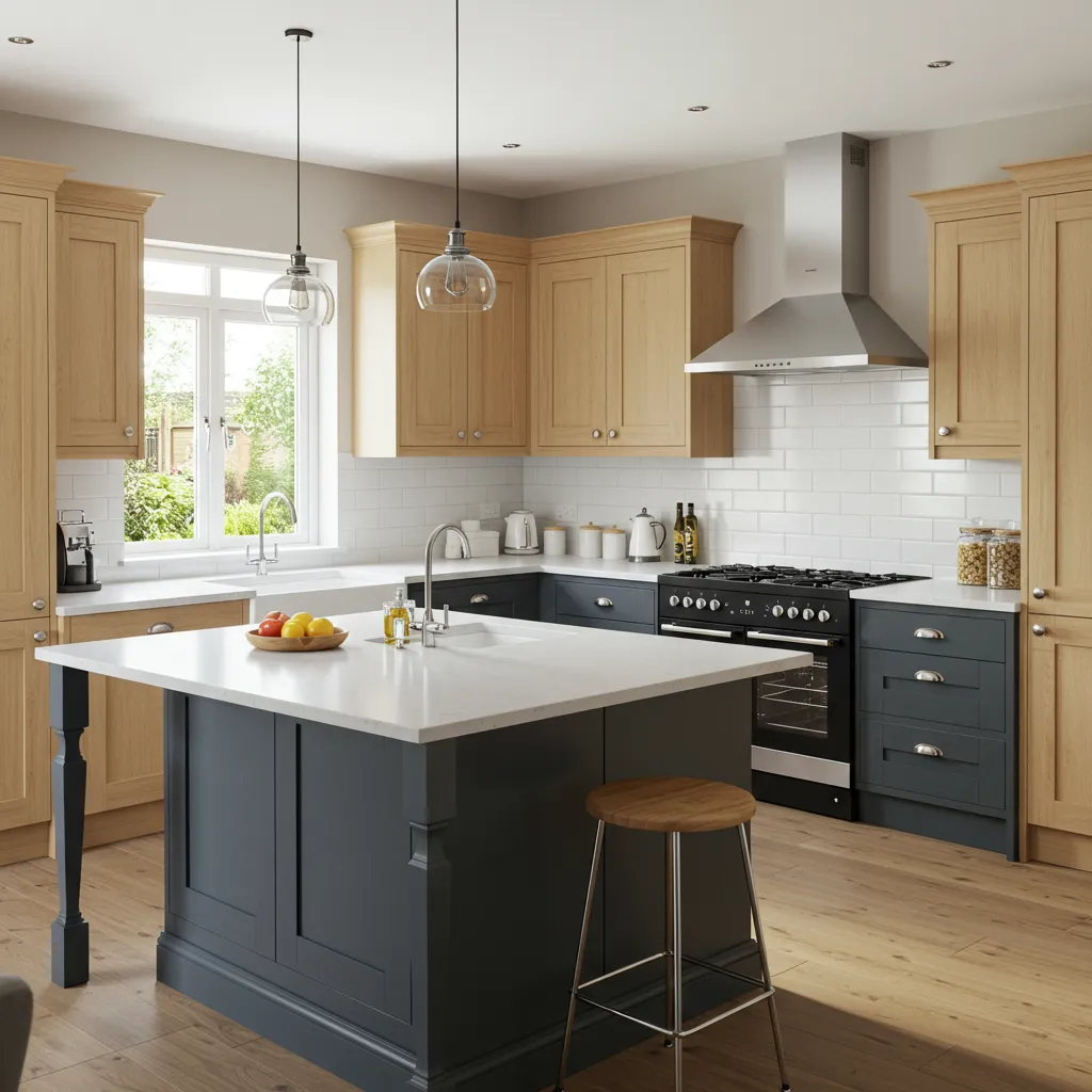 White Oak Wall Cabinets Two-tone kitchen